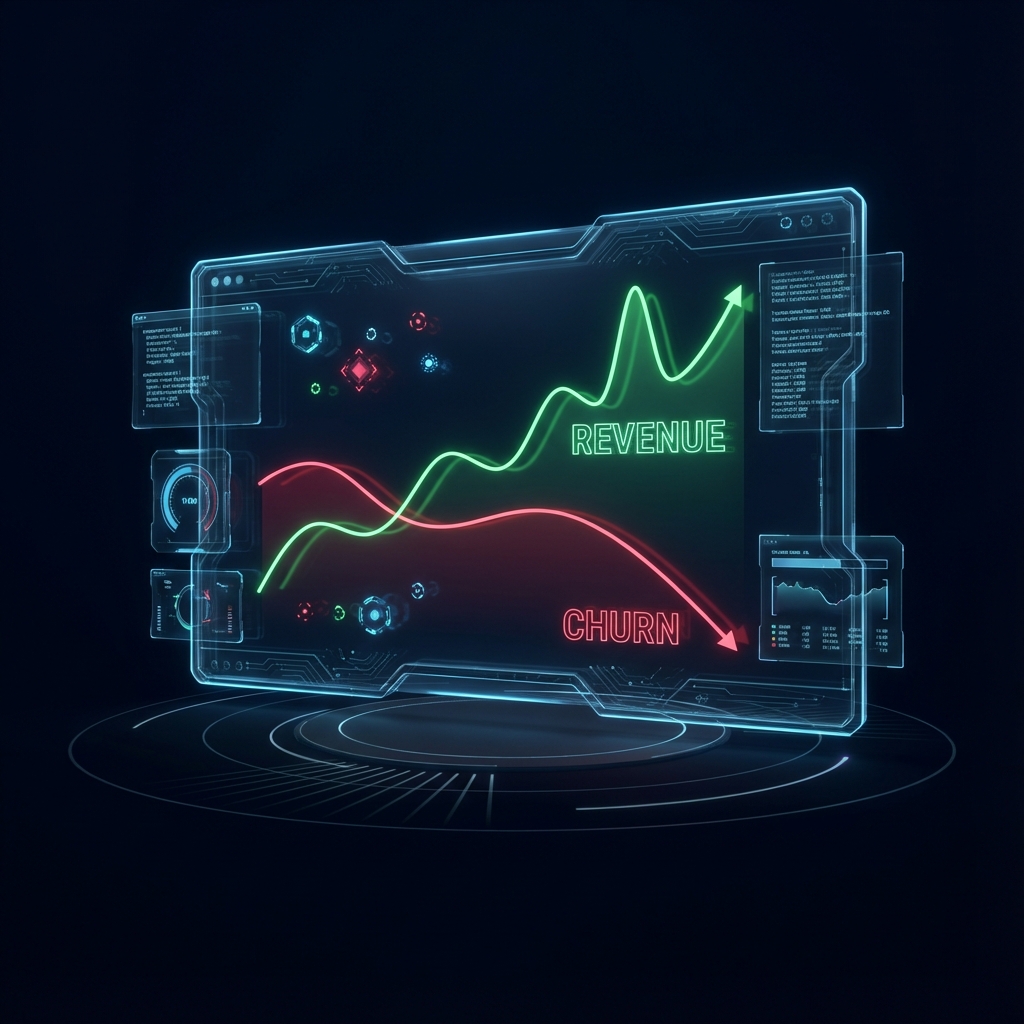 Data Analytics Dashboard showing Churn Reduction